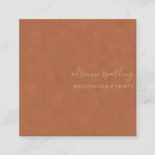 Elegant Brown Suede Leather Texture Professional Square Business Card