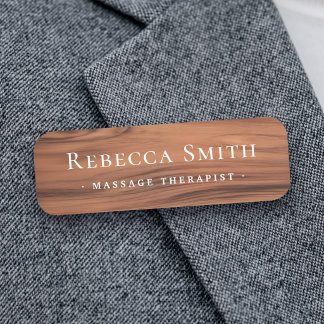 Elegant brown teak wood grain look name and title tag