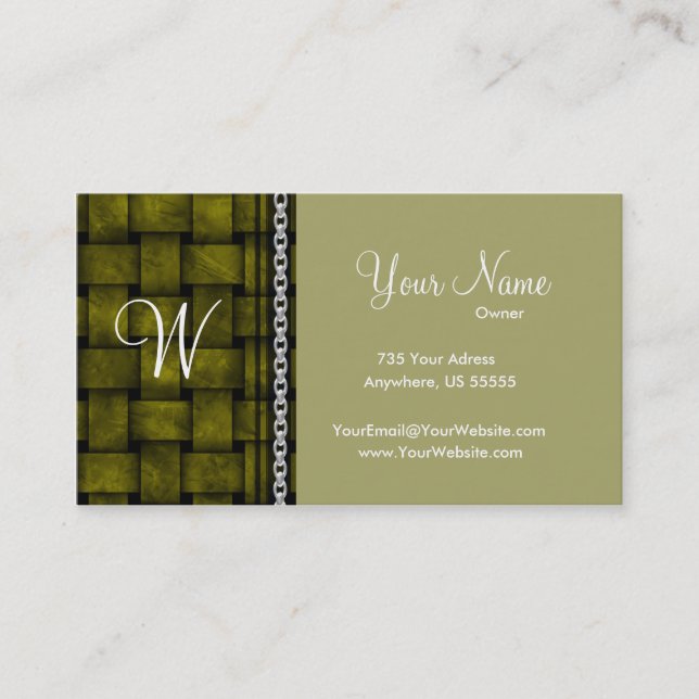 Elegant Brown Weave Business Cards (Front)