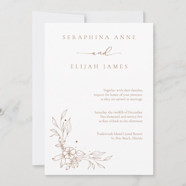 Elegant Brown Wedding Invitation (Front)