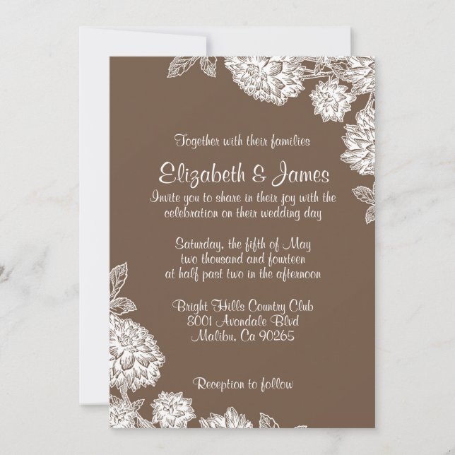 Elegant Brown Wedding Invitations (Front)