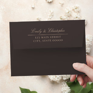 Elegant Brown Wedding Return Address Envelope