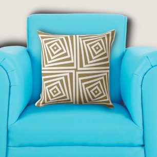 Elegant Brown & White Box Spiral Cushion