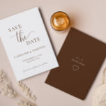 Elegant Brown White Wedding Save The Date Card<br><div class="desc">This simple minimalist save-the-date card is perfect for announcing your upcoming wedding.  This card features a dark brown-and-white design with elegant text.  Customise text on the front and back of the card with all the details of your special day.  #savethedate #ourwedding #minimalistwedding</div>
