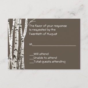 Elegant Brown with Birch Trees Wedding RSVP Card