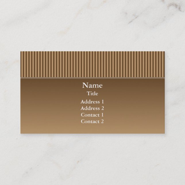 Elegant Brown with Stripes Business Card (Front)
