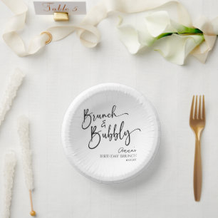 Elegant Brunch and Bubbly Birthday Brunch Party Paper Plate