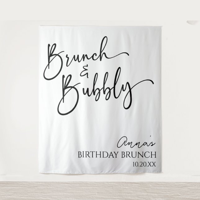 Elegant Brunch and Bubbly Birthday Brunch Party Tapestry (Front)