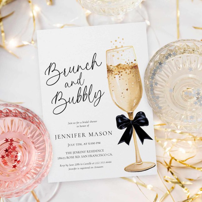 Elegant Brunch and Bubbly Bridal Shower Invitation (Elegant Brunch and Bubbly Bridal Shower Invitation)