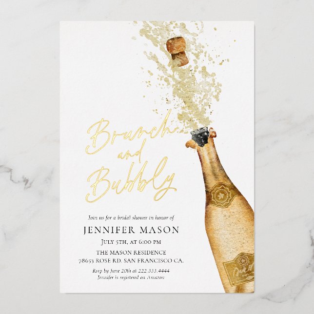 Elegant Brunch and Bubbly Champagne Bridal Shower (Front)