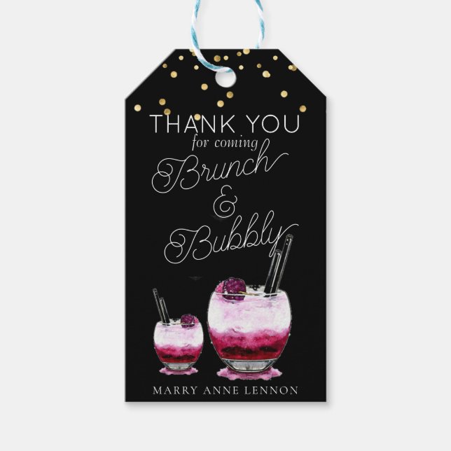 Elegant Brunch and Bubbly Gift Tags (Front)
