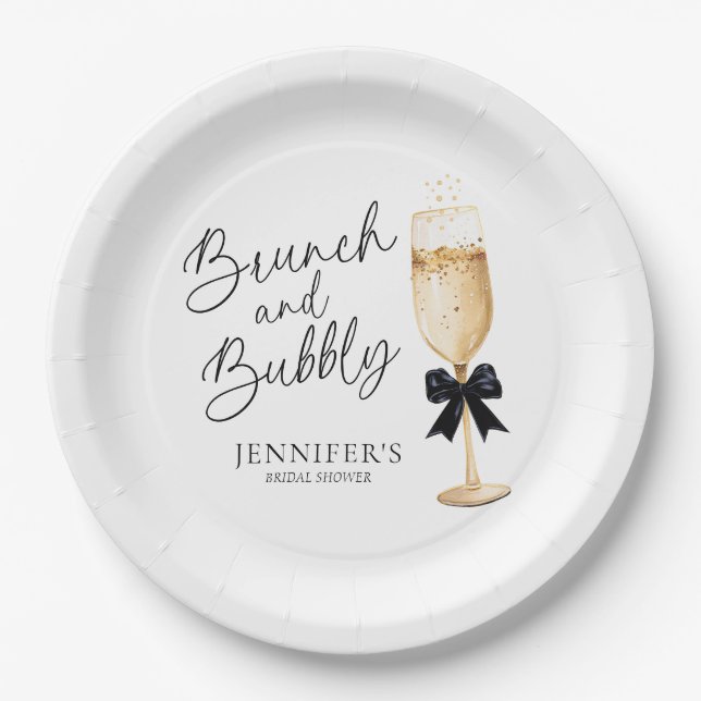 Elegant Brunch and Bubbly Paper Plate (Front)