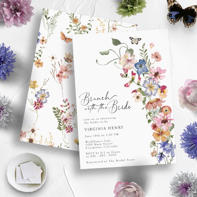 Elegant Brunch Bridal Shower Invitation (Boho Wildflowers - Elegant Brunch with the Bride - Bridal Shower Invitation
)