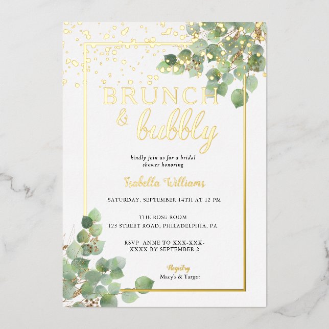Elegant Brunch & Bubbly Greenery Bridal Shower (Front)