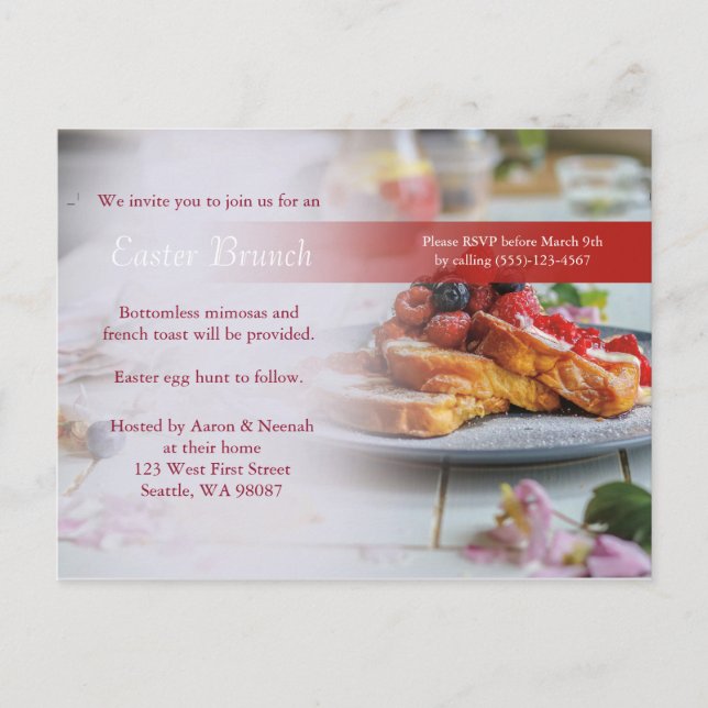 Elegant Brunch Invitation Easter or Sunday Funday Postcard (Front)