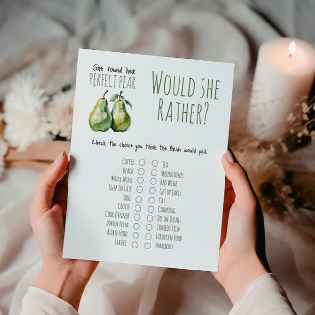 Elegant Brunch Perfect Pear Bridal Shower Game (Creator Uploaded)