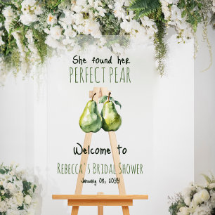 Elegant Brunch Perfect Pear Bridal Shower Welcome Acrylic Sign