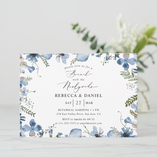Elegant Brunch With Newlyweds Wedding Invitation (Standing Front)