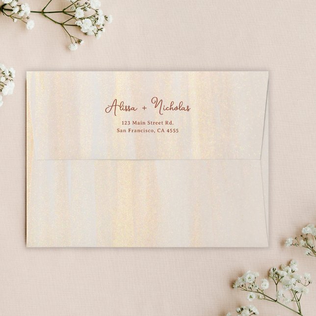 Elegant Brush Gold & Terracotta Script Wedding Envelope (Creator Uploaded)