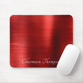 Elegant Brush Metallic Ruby Red Mouse Mat