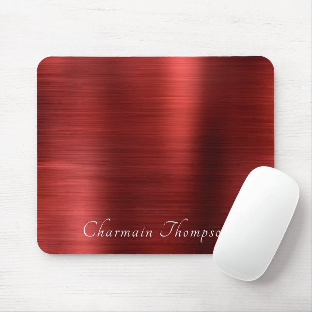 Elegant Brush Metallic Ruby Red  Mouse Mat (With Mouse)
