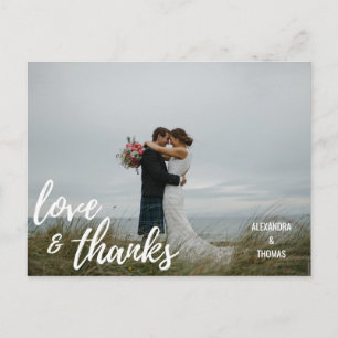 Elegant Brush Script LOVE & THANKS w/ PHOTO Postcard