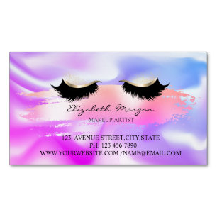 Elegant Brush Stroke,Holographic Faux Lashes Magnetic Business Card