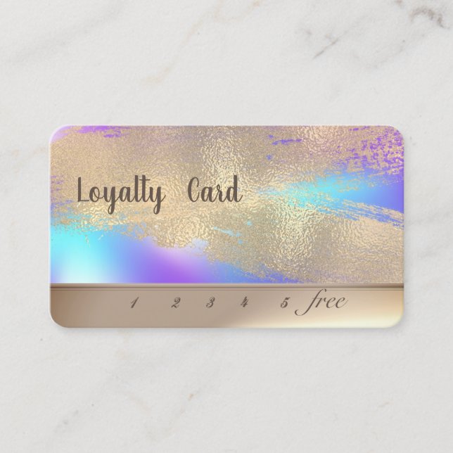 Elegant Brush Stroke Holographic Loyalty Card (Front)