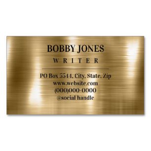 Elegant Brushed Gold Foil Metallic Magnetic Business Card