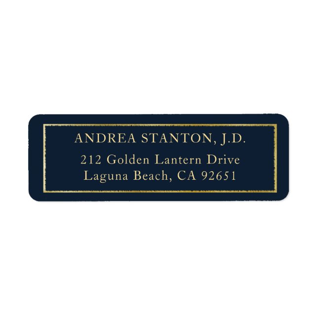 Elegant Brushed Gold Frame Law Grad Return Address (Front)
