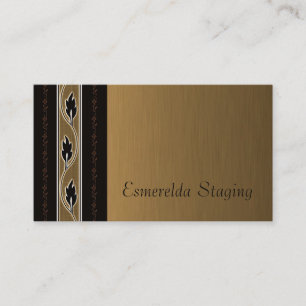 Elegant Brushed Gold Linen Vine Flower Stripe Business Card