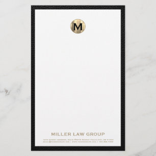 Elegant Brushed Gold Monogram Stationery