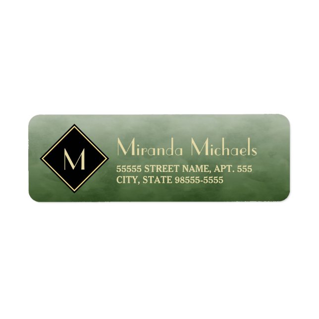 Elegant Brushed Green With Simple Gold Monogram (Front)