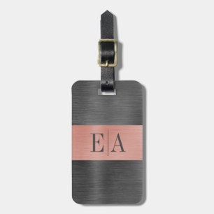 Elegant Brushed Metal Script Monogram Luggage Tag