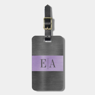 Elegant Brushed Metal Script Monogram Luggage Tag