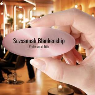 Elegant Brushed Pink Faux Metal Professional Name Tag