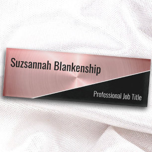 Elegant Brushed Pink Metal Diagonal Professional  Name Tag