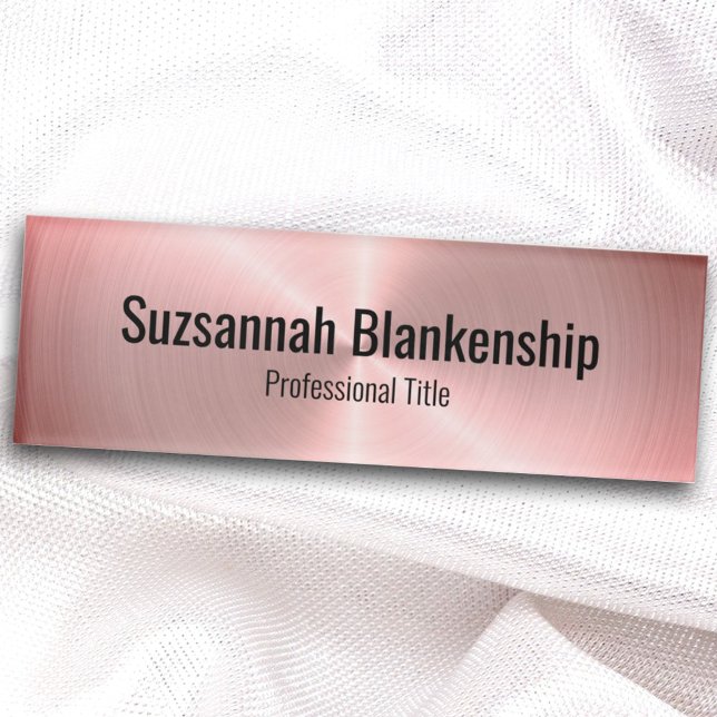 Elegant Brushed Pink Metal Professional  Name Tag (Creator Uploaded)