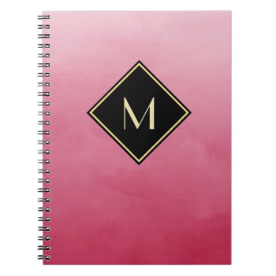 Elegant Brushed Pink With Simple Gold Monogram Notebook