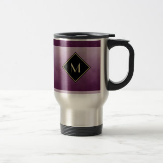 Elegant Brushed Purple With Simple Gold Monogram Travel Mug