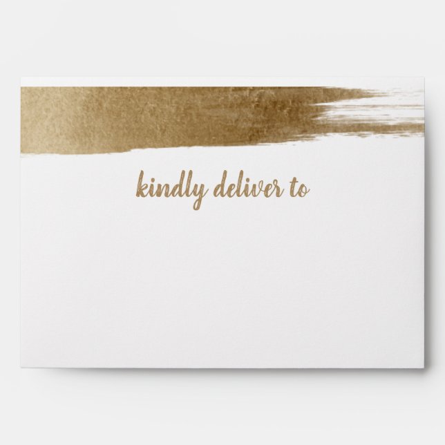 Elegant Brushed Rustic Gold Simple Modern Wedding Envelope (Front)