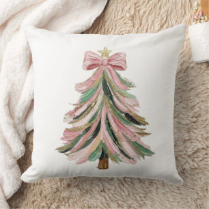 Elegant Brushstroke Christmas Tree Pillow