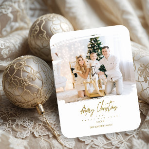 Elegant Brushstroke Frame Custom Photo Christmas Magnet