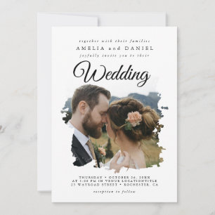 Elegant Brushstroke Wedding Card