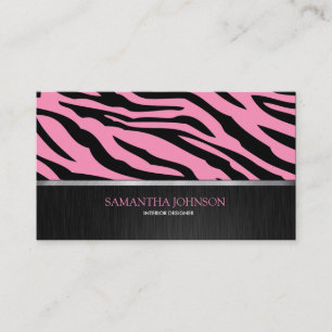 Elegant Bubblegum Pink and Black Zebra Business Card