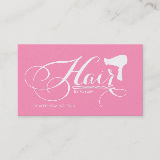 Elegant Bubblegum Pink Professional Hair Stylist Business Card (Front)