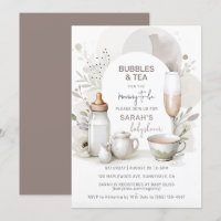 Elegant Bubbles & Tea Baby Shower Invitation