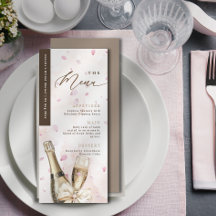 Elegant Bubbly Petals Coquette Pink Menu Card
