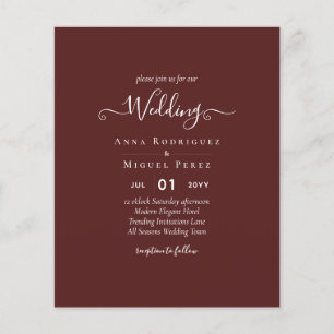 Elegant BUDGET Burgundy Monochrome Wedding Simple Flyer