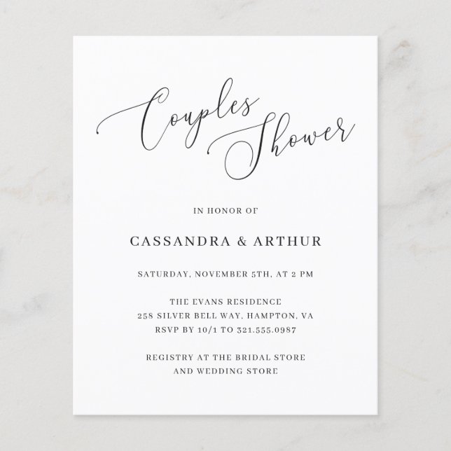 Elegant Budget Couples Shower Invitation Flyer (Front)